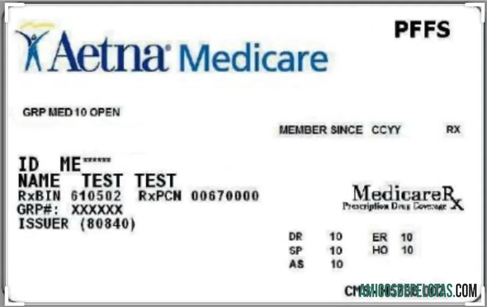 Cartão Aetna Medicare dos EUA amostra